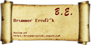 Brummer Ernák névjegykártya